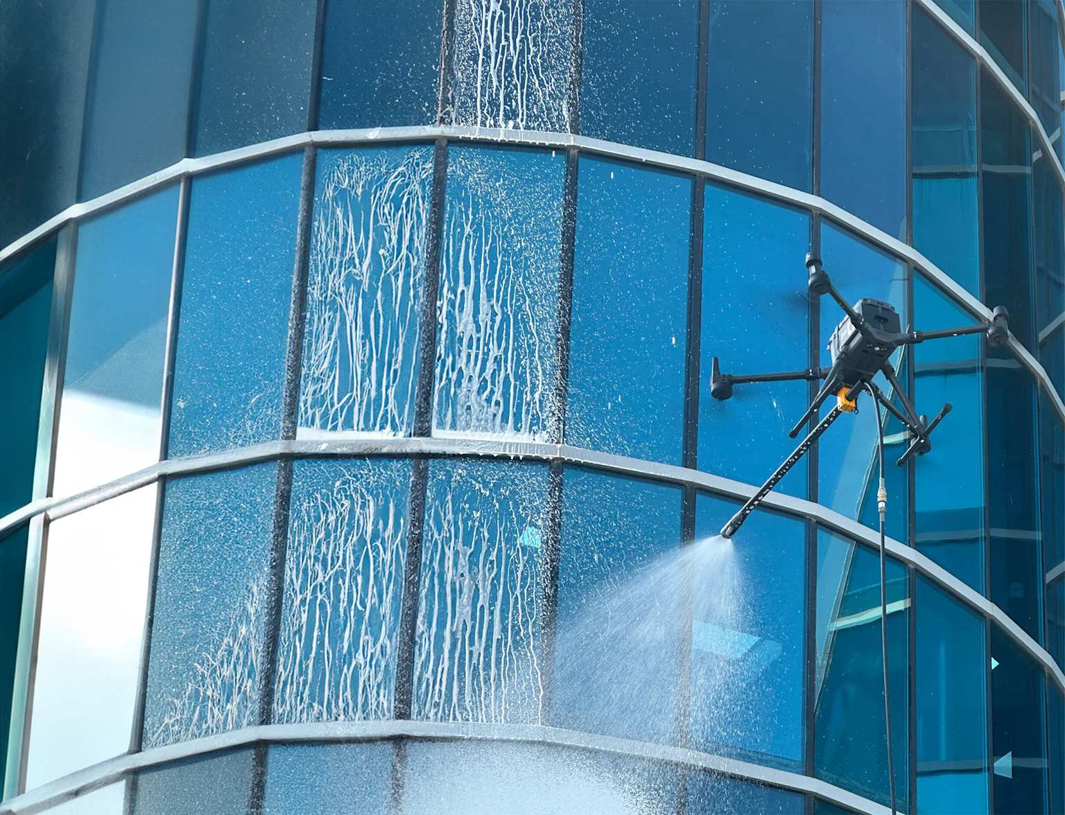 Drone facade cleaning